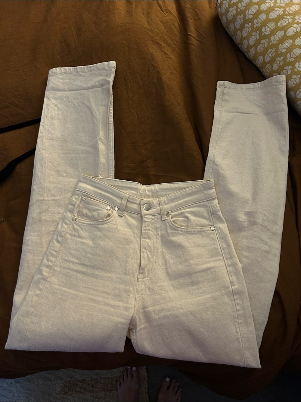 Djerf Avenue White High-Rise Straight Jeans